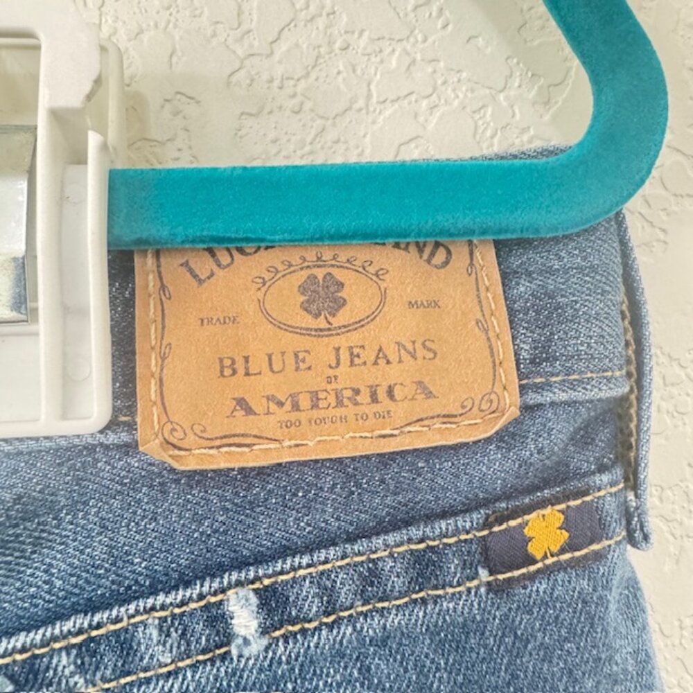 Lucky Brand Denim Shorts Women 6 28 Blue Raw Hem Mid Rise Cutoff - Picture 2 of 7